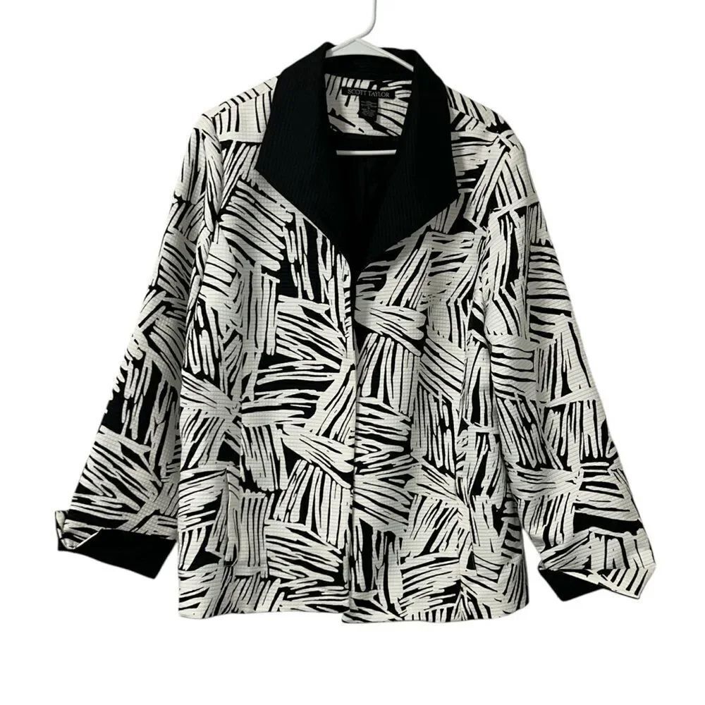 Scott Taylor Vintage Black & White Open Front Jacket(Size 1X)